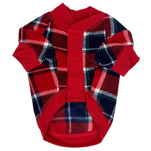 Eddie Bauer Pet Dog Holiday Red Plaid Flannel PJ Outfit Size Small - Picture 3 of 7